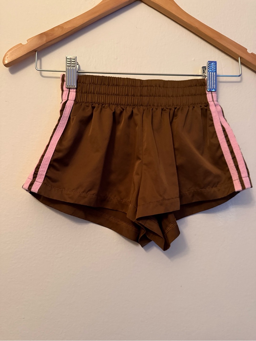 Katie J NYC Brown Shorts with Pink Side Stripes